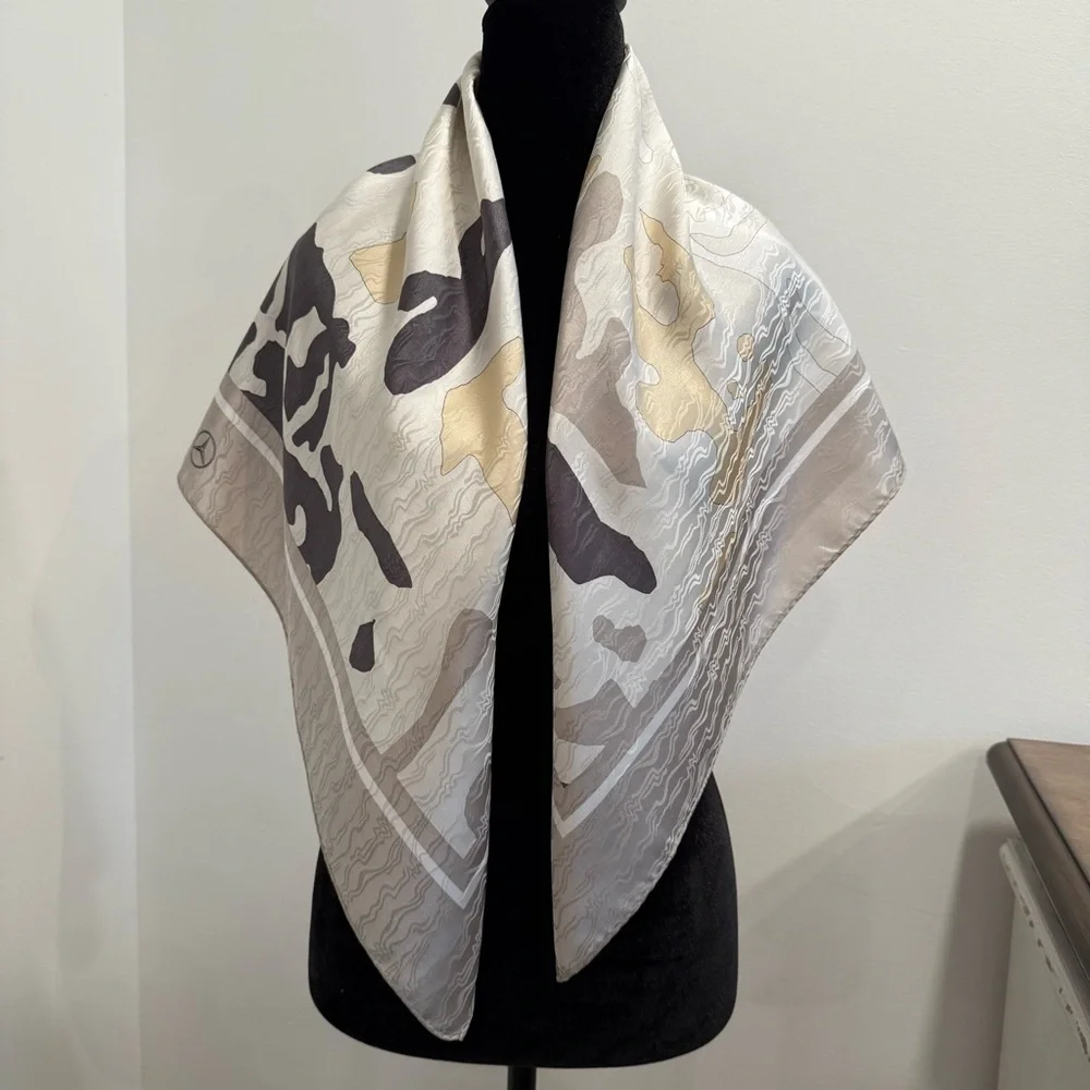 Mercedes Abstract Patterned Silk Scarf 34”